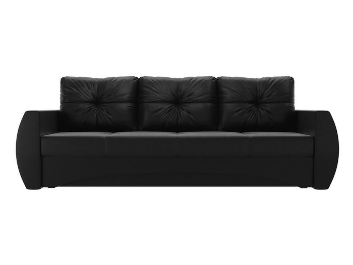 Прямой диван-кровать Сатурн черного цвета (экокожа) - купить Прямые диваны по цене 40990.0