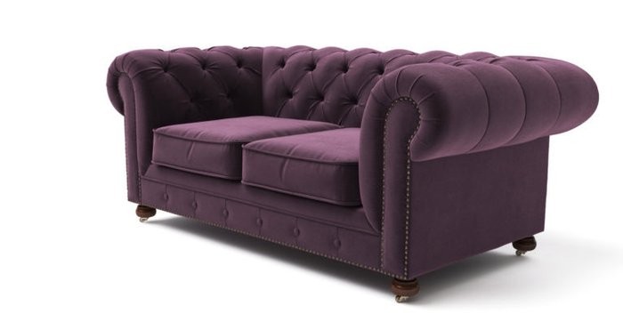  Двухместный раскладной диван Chesterfield Lux  синий - купить Прямые диваны по цене 71000.0