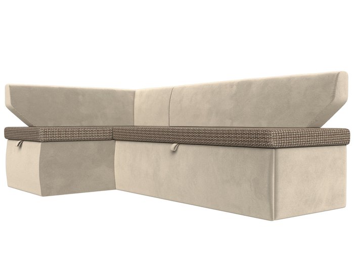 Угловой диван-кровать Омура бежево-коричневого цвета левый угол - лучшие Угловые диваны в INMYROOM