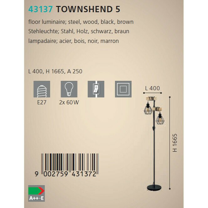 Торшер Townshend черного цвета - купить Торшеры по цене 10990.0