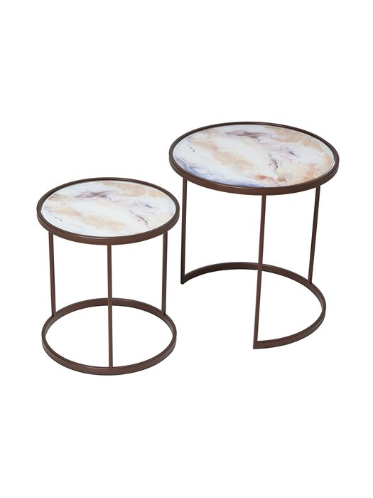 Набор из двух кофейных столиков  KraiZ бежево-коричневого цвета - лучшие Кофейные столики в INMYROOM