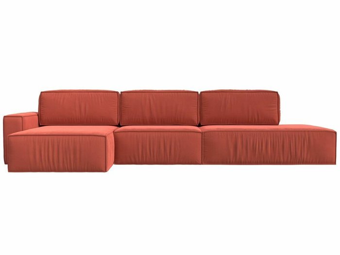 Угловой диван-кровать Прага модерн лонг кораллового цвета левый угол - купить Угловые диваны по цене 102999.0