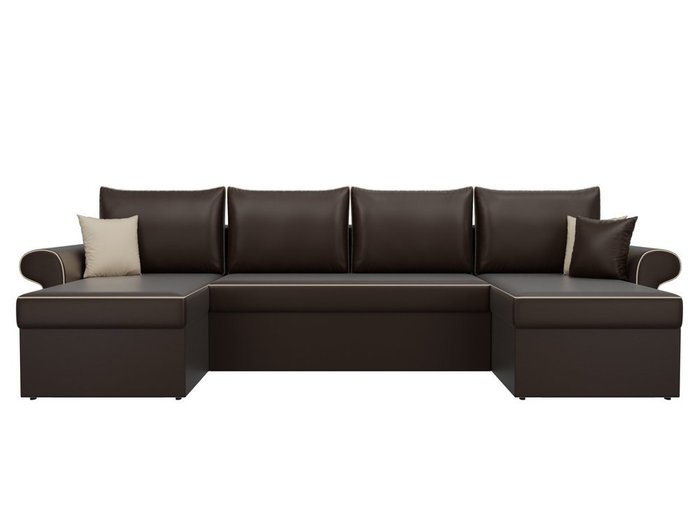 Угловой диван-кровать Милфорд темно-коричневого цвета (экокожа) - купить Угловые диваны по цене 73990.0