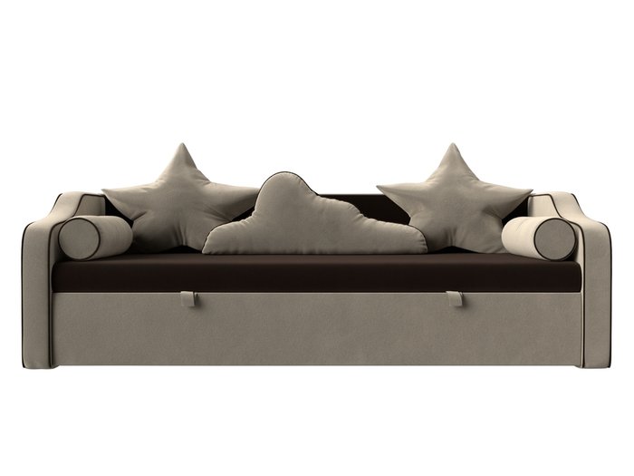 Прямой диван-кровать Рико бежево-коричневого цвета - купить Прямые диваны по цене 36999.0