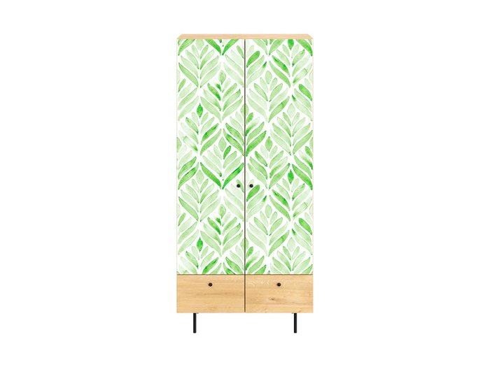 Шкаф Frida с зелено-белым фасадом на металлических ножках - купить Шкафы распашные по цене 53100.0
