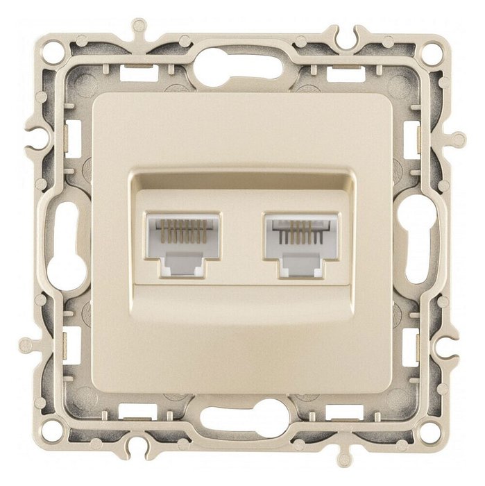 Розетка двойная RJ-11 и Ethernet RJ-45, без рамки 217.44-1.shampan - купить Розетки по цене 378.0 Розетка двойная RJ-11 и Ethernet RJ-45, без рамки 217.44-1.shampan - купить Розетки по цене 378.0