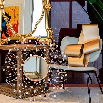 Настенное зеркало Белладжио Голд золотистого цвета - купить Настенные зеркала по цене 11900.0