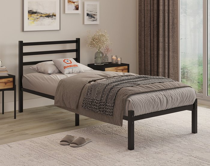 Кровать Сталь 80х190 черного цвета без подъемного механизма - купить Кровати для спальни по цене 12190 Кровать Сталь 80х190 черного цвета без подъемного механизма - купить Кровати для спальни по цене 12190