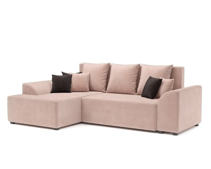 Угловой диван-кровать Каскад бежевого цвета левый угол