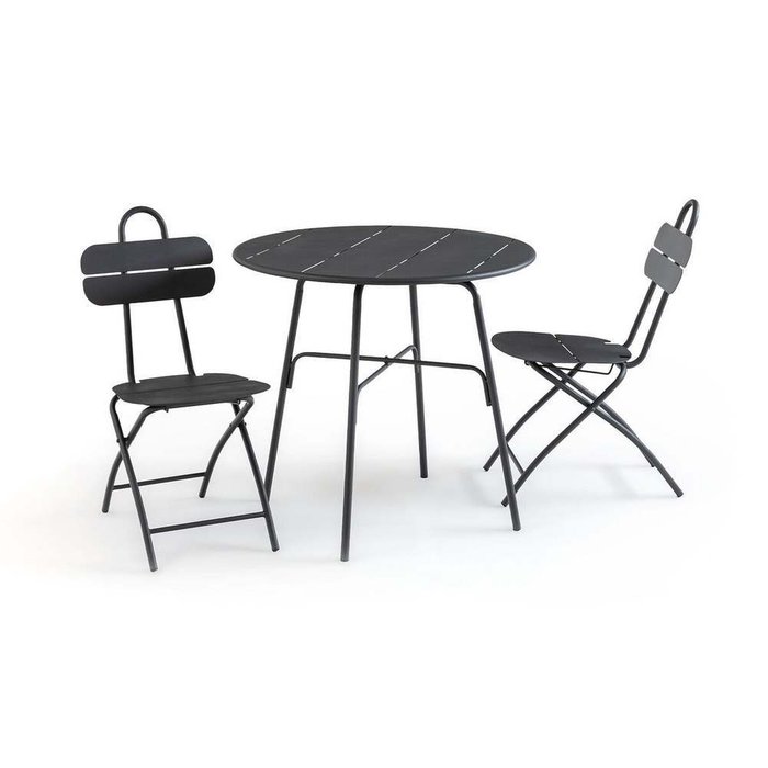 Комплект из двух садовых стульев из металла Cléa серого цвета - купить Садовые стулья по цене 22467.0