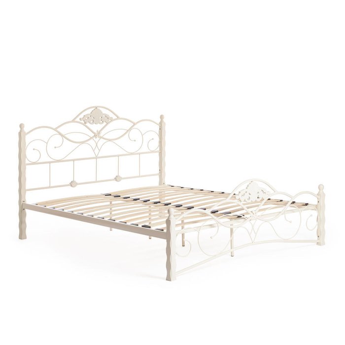 Кровать металлическая Wood slat base 160х200 бежевого цвета - купить Кровати для спальни по цене 17450.0