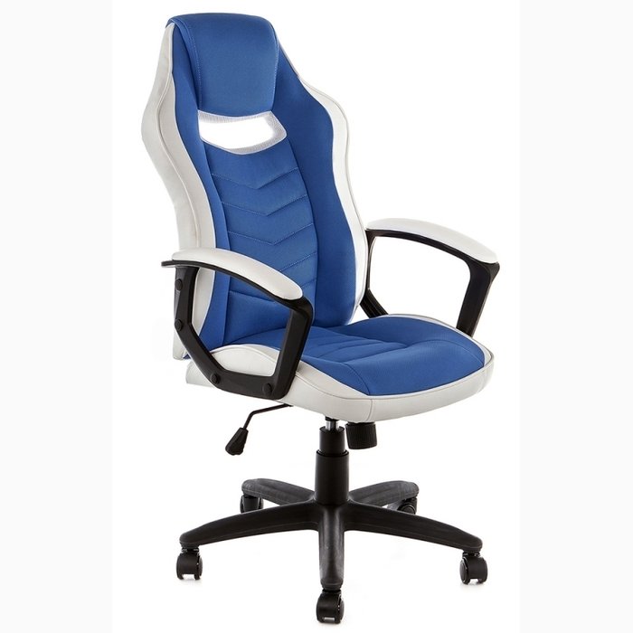 Компьютерное кресло Gamer бело-синего цвета