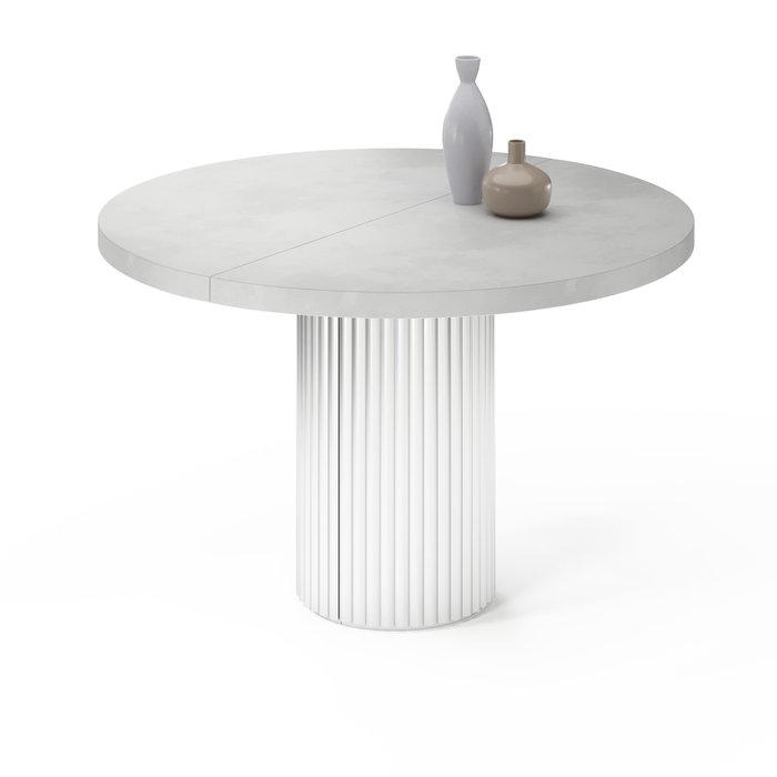 Раздвижной обеденный стол Далим S бело-серебряного цвета - лучшие Обеденные столы в INMYROOM