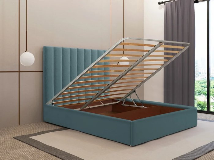 Кровать Параллель цвета морской волны 120х200 с подъемным механизмом - купить Кровати для спальни по цене 51390.0