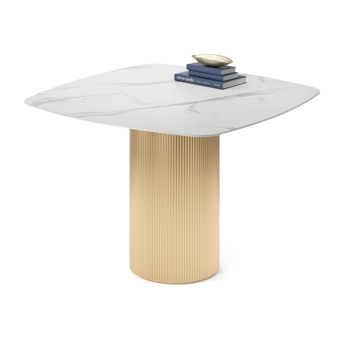Обеденный стол квадратный Алия на золотом основании - купить Обеденные столы по цене 58065.0
