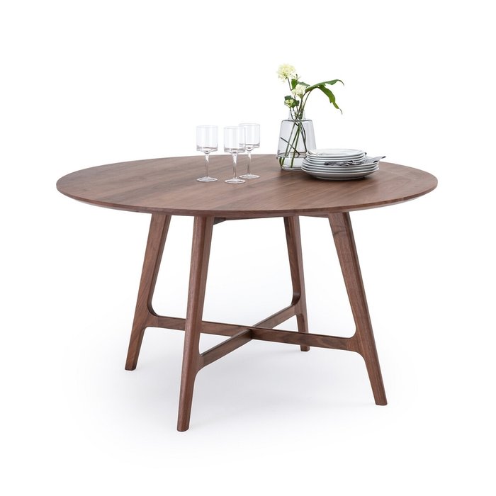 Стол обеденный круглый Larsen коричневого цвета - купить Обеденные столы по цене 110264.0