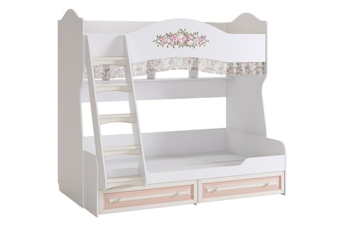 Кровать двухъярусная Алиса бело-кремового цвета - купить Двухъярусные кроватки по цене 25364.0