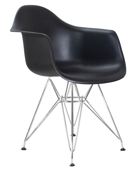 Стул обеденный черного цвета с ножками цвета хром - купить Обеденные стулья по цене 7570.0