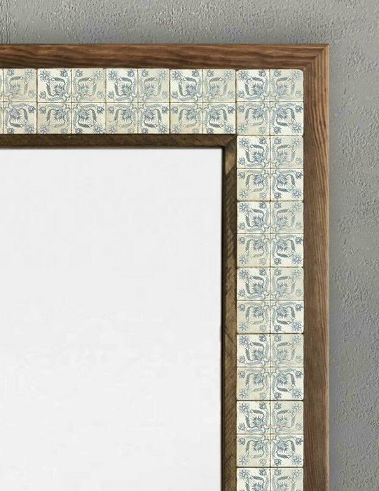 Настенное зеркало 53x73 с каменной мозаикой бежево-голубого цвета - купить Настенные зеркала по цене 27866.0