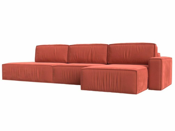 Угловой диван-кровать Прага модерн лонг кораллового цвета правый угол