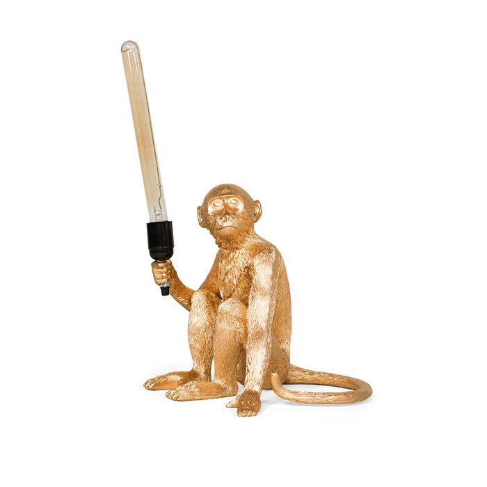 Лампа настольная Monkey Sit золотого цвета