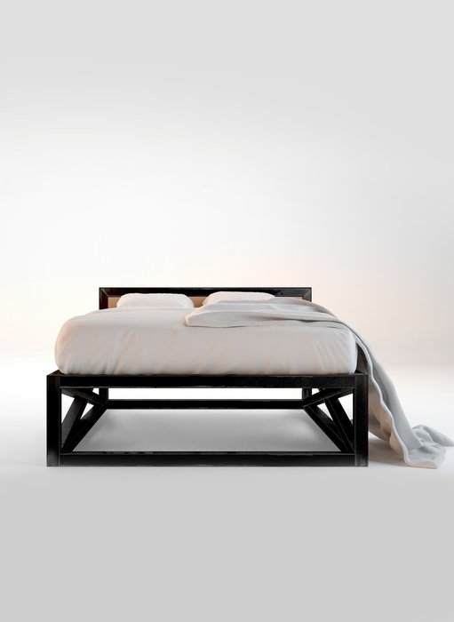   двуспальная кровать "industrial" из массива березы 140x200 см - купить Кровати для спальни по цене 58085.0