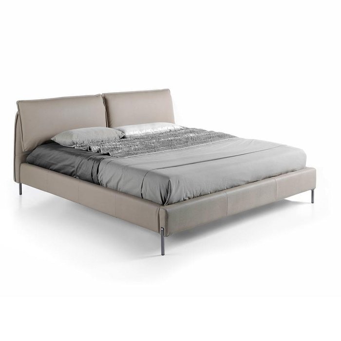 Кровать с мягким изголовьем бежевого цвета 180x200