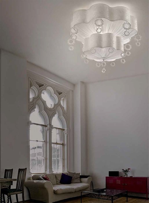 Потолочный светильник Leucos "GISELLE" с подвесками из хрустального стекла   - лучшие Потолочные люстры в INMYROOM