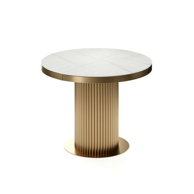 Раздвижной обеденный стол Меб бело-золотого цвета