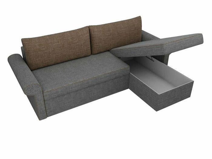 Угловой диван-кровать Милфорд коричнево-серого цвета правый угол - лучшие Угловые диваны в INMYROOM