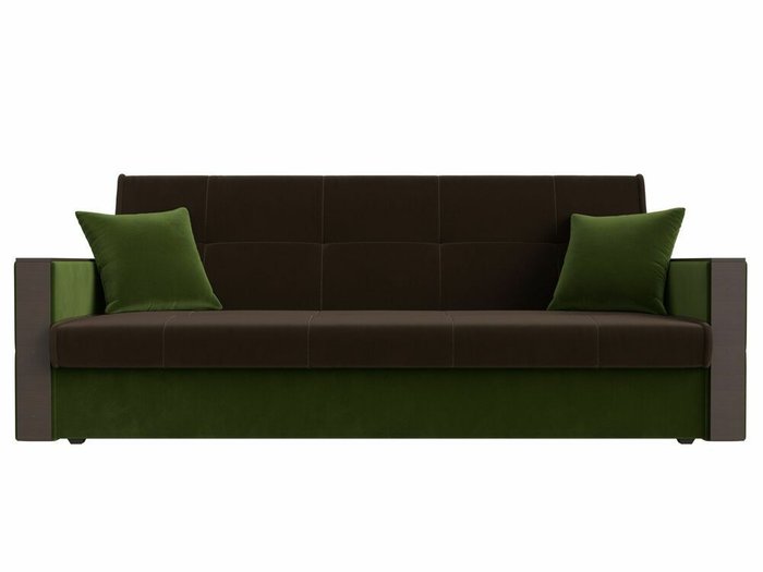 Прямой диван-кровать Валенсия зелено-коричневого цвета - купить Прямые диваны по цене 26999.0