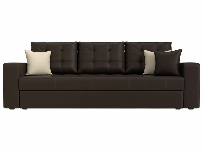 Прямой диван-кровать Ливерпуль темно-коричневого цвета (экокожа) - купить Прямые диваны по цене 36999.0