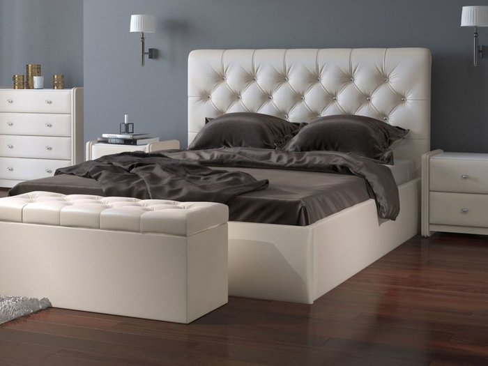 Кровать с подъемным механизмом Беатриче 160х200 бежевого цвета - лучшие Кровати для спальни в INMYROOM