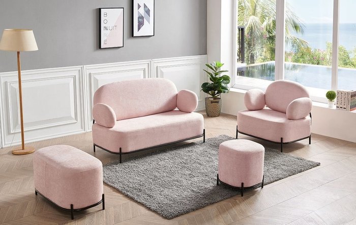 Прямой диван Coco розового цвета - купить Прямые диваны по цене 54627.0