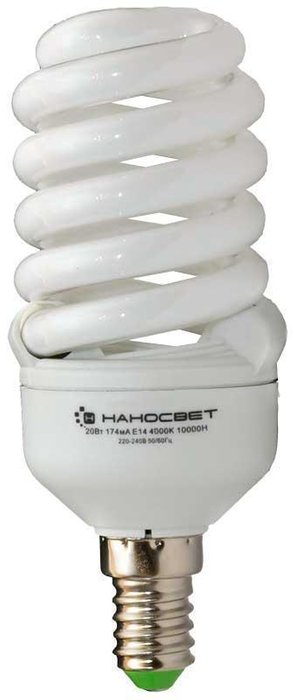 Лампа энергосберегающая белого цвета
