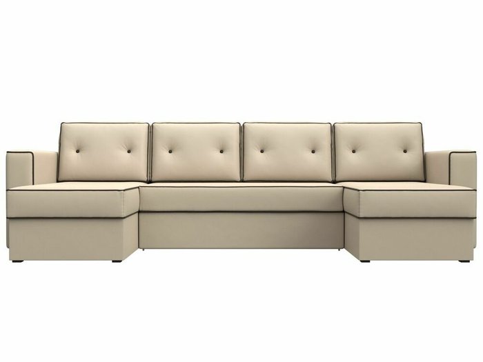 Угловой диван-кровать Принстон бежевого цвета (экокожа) - купить Угловые диваны по цене 59999.0
