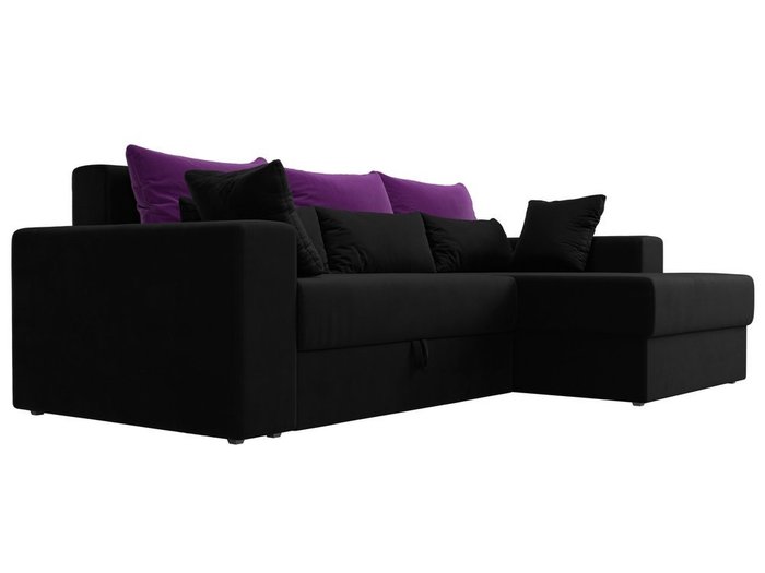 Угловой диван-кровать Мэдисон черно-фиолетового цвета правый угол - лучшие Угловые диваны в INMYROOM