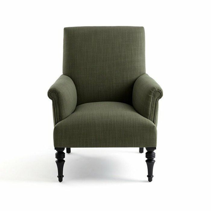 Кресло из полиэстера и льна Diane зеленого цвета - купить Интерьерные кресла по цене 56419.0