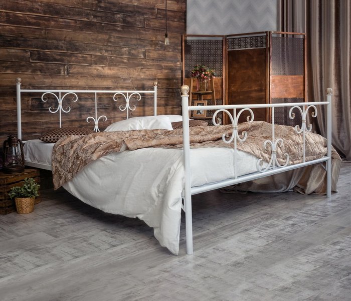 Кованая кровать Симона 140х200 белого цвета - лучшие Кровати для спальни в INMYROOM