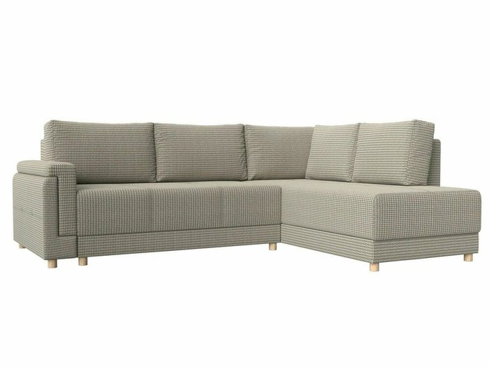 Угловой диван-кровать Лига 024 серо-бежевого цвета правый угол