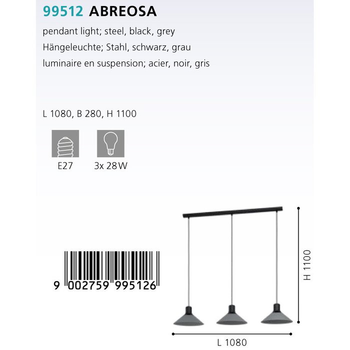 Люстра подвесная Abreosa серо-черного цвета - купить Подвесные люстры по цене 12930.0