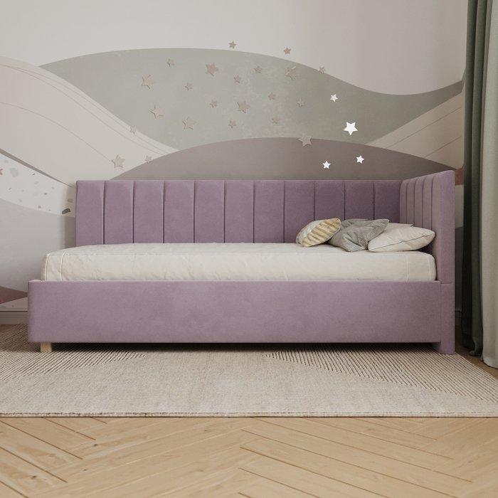 Кровать Помпиду 90х200 сиреневого цвета без подъемного механизма - лучшие Одноярусные кроватки в INMYROOM