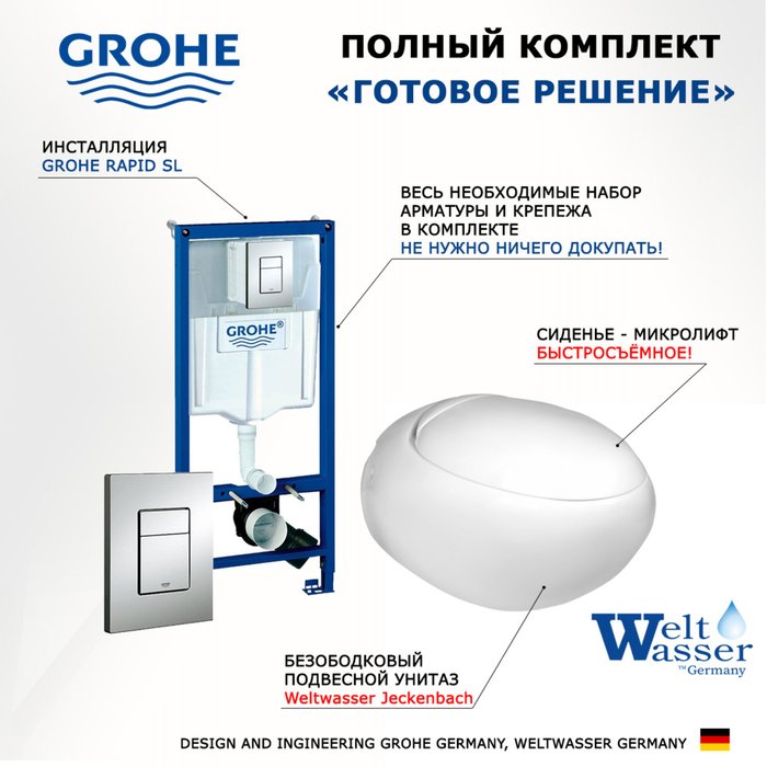 Комплект 3 в 1 инсталляция Rapid SL