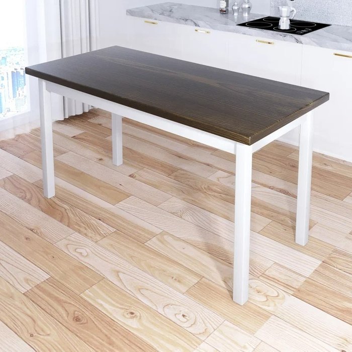Обеденный стол Классика 130х80 бело-коричневого цвета - купить Обеденные столы по цене 13004.0