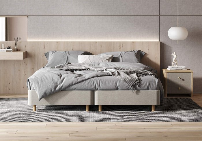 Кровать Tatami 90х200 светло-серого цвета - купить Кровати для спальни по цене 14990.0