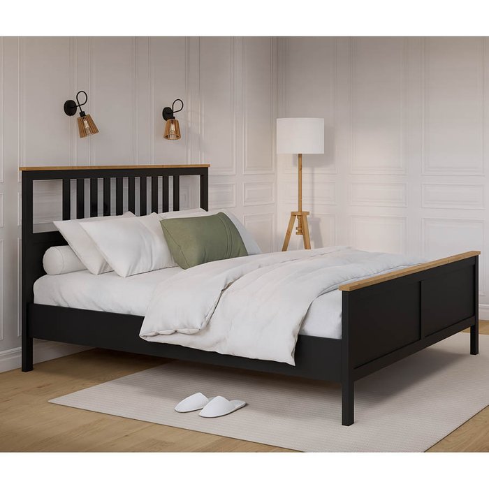 Кровать Кымор 180х200 черного цвета без подъемного механизма - купить Кровати для спальни по цене 41990.0