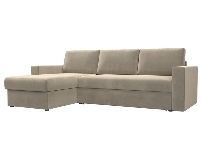 Угловой диван-кровать Траумберг L бежевого цвета левый  угол 