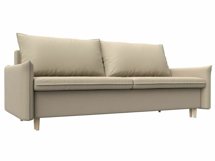Прямой диван-кровать Хьюстон бежевого цвета (экокожа)