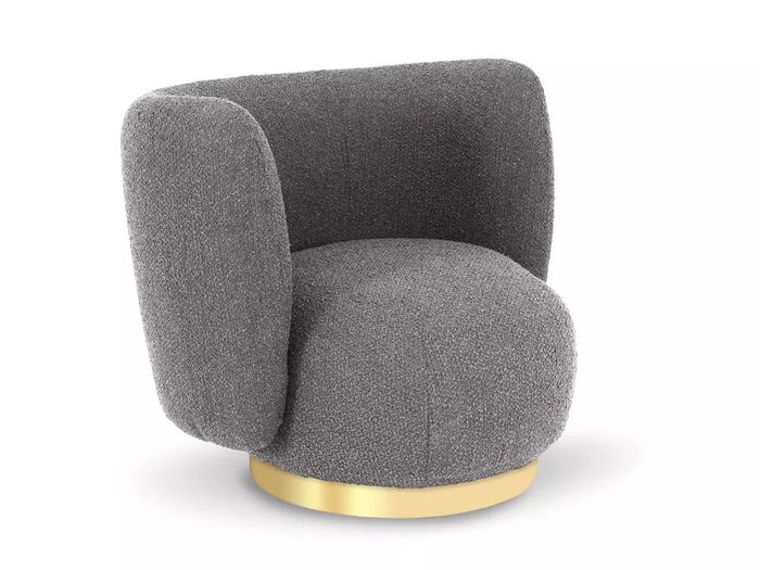 Кресло вращающееся Lucca серого цвета с золотым основанием