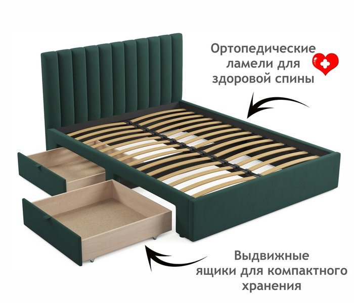 Кровать Olivia 160х200 темно-зеленого цвета без подъемного механизма - лучшие Кровати для спальни в INMYROOM